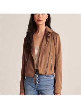Abercrombie Vegan Suede Moto Jacket - Small